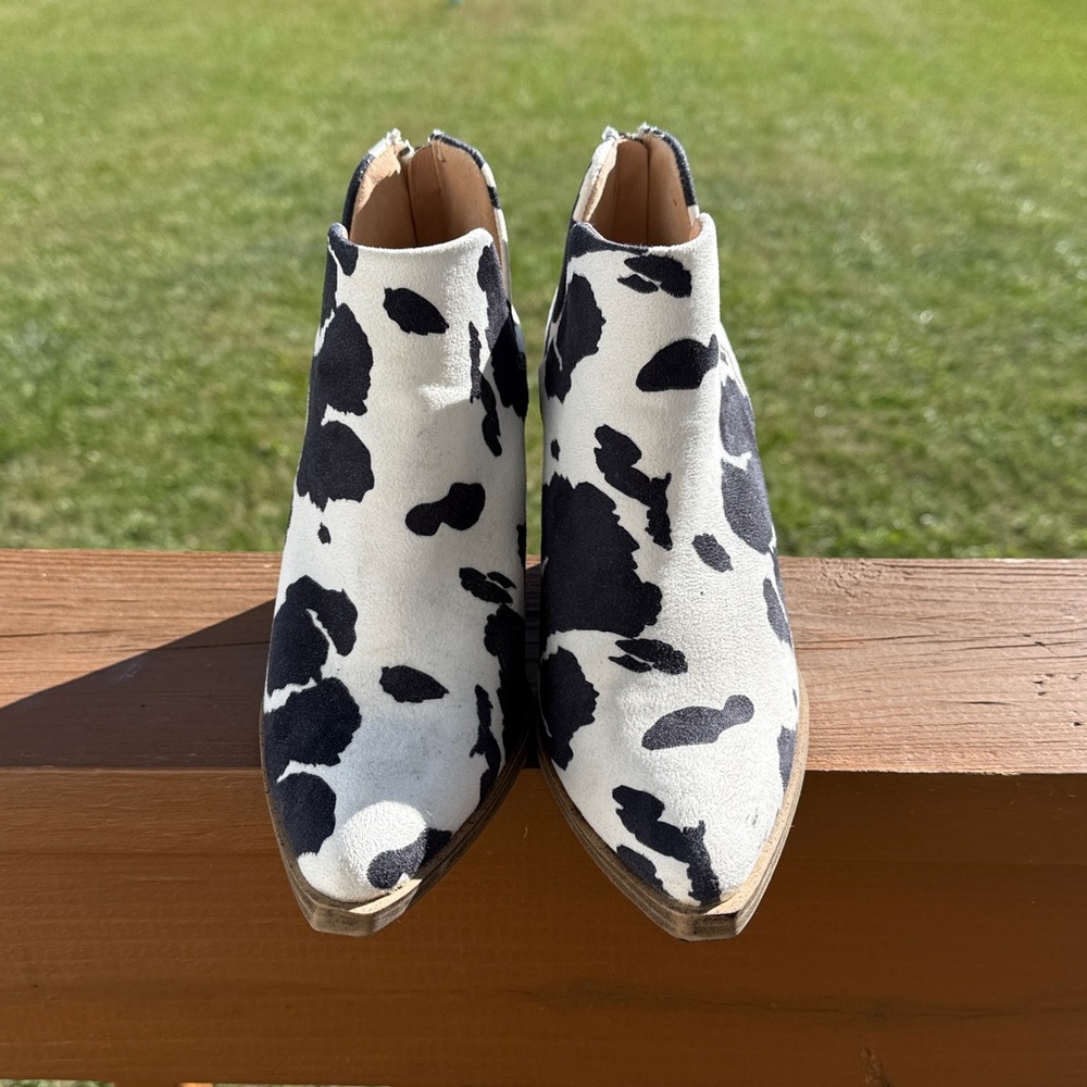 Cow Print Ankle Boots for Women